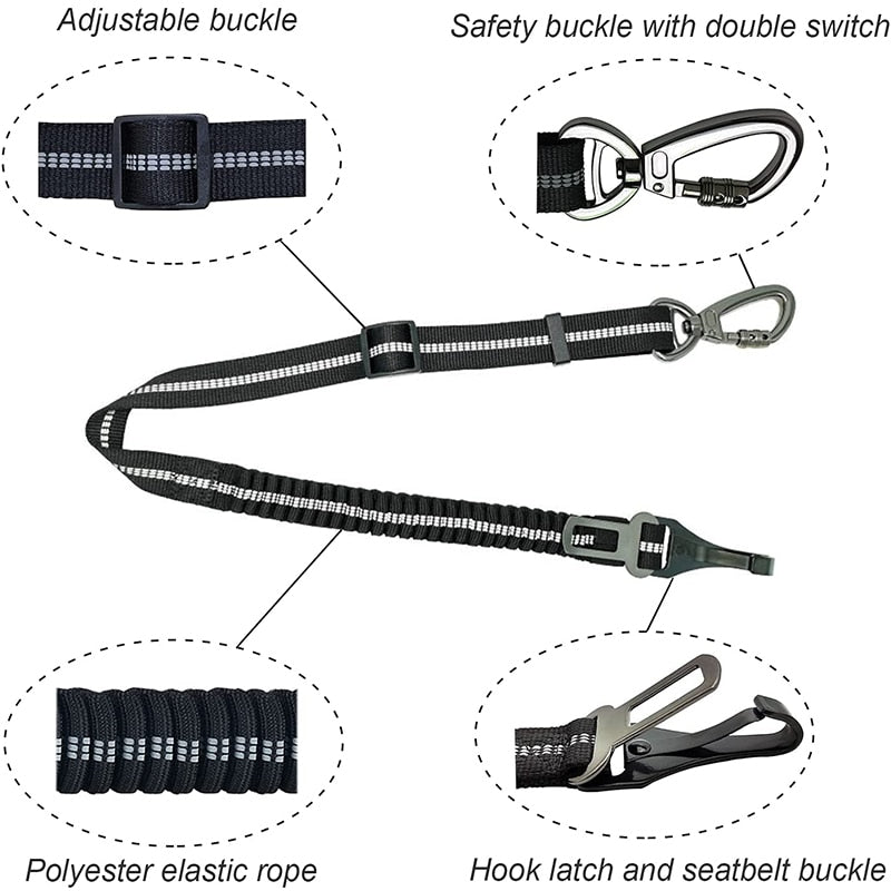 Elastic Bungee Adjustable Dog Car Strap Belt