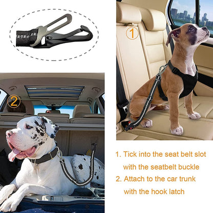 Elastic Bungee Adjustable Dog Car Strap Belt