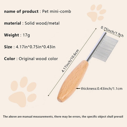 Ergonomic Wood Handle Cat & Dog Comb