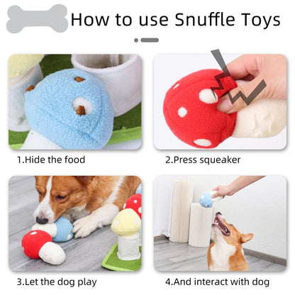 Squeaky Mushroom Dog Snuffle Toy