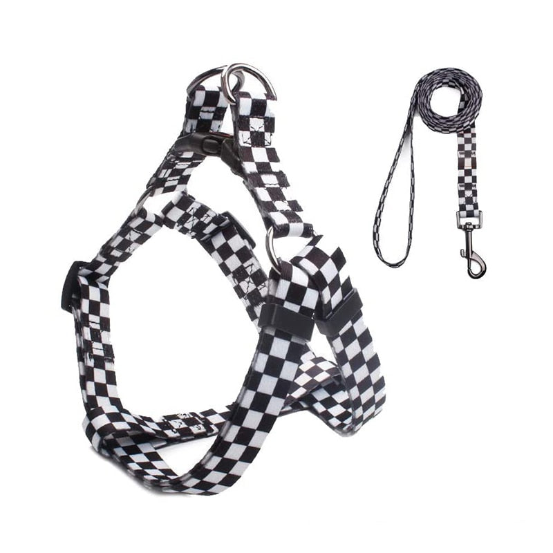 Fashion Plaid No Pull Dog Harness & Leash