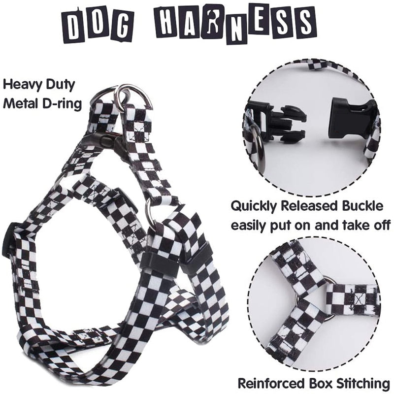 Fashion Plaid No Pull Dog Harness & Leash