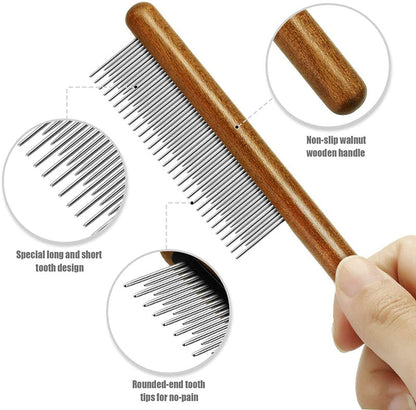 Professional Wood Handle Dog Combs