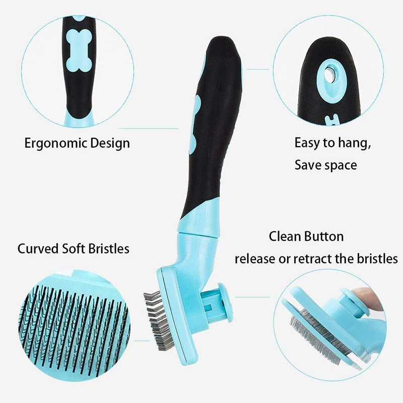 Elastic Stainless Steel Bristles Dog Brush