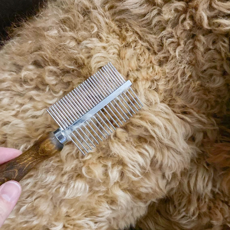 Dual Sided Wooden Dog Comb