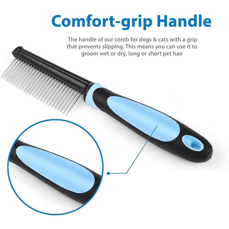 Comfy Handle Stainless Steel Dog Comb