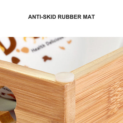 Bamboo Stand Double Dog Bowl