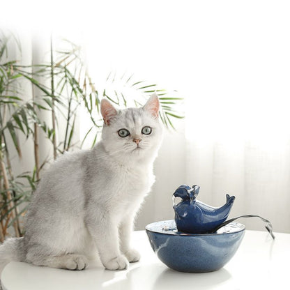 Circulating Fish Shape Ceramics Cat Fountain