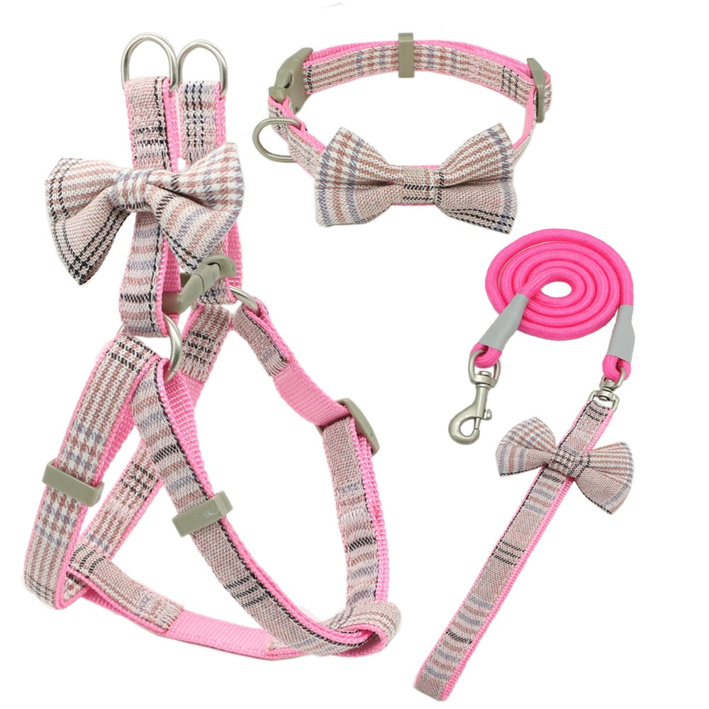 Lovely Bow Soft Pet Harness Set