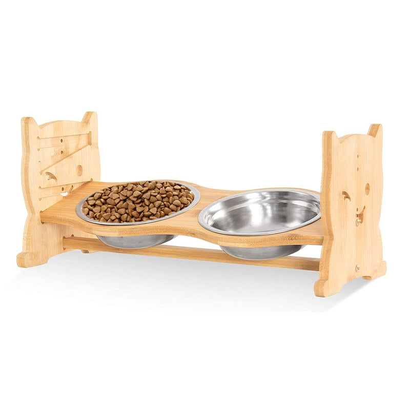 Bamboo Framed Elevated Dog Bowl