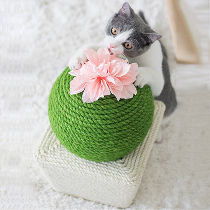 Green Cactus Cat Scratching Ball