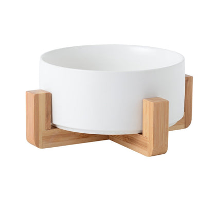 Ceramic Dog Bowl With Wood Stand