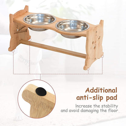 Bamboo Framed Elevated Dog Bowl