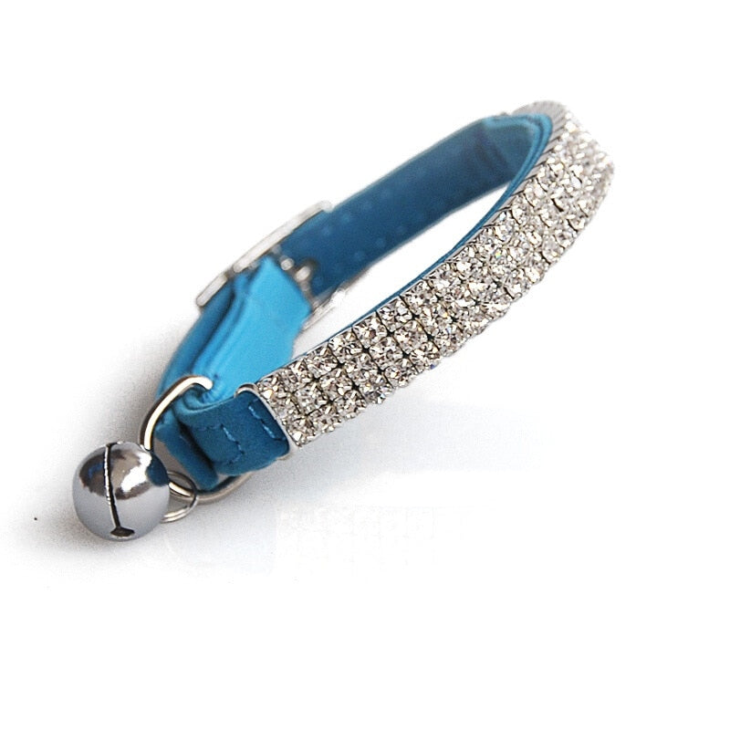 PU Leather Rhinestone Cat Collars