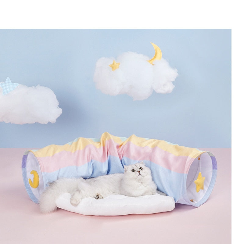 2 In 1 Rainbow Cat Tunnel Bed