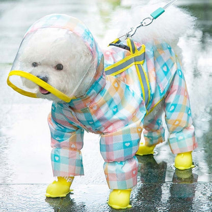 Cute Love Plaid Dog Raincoat