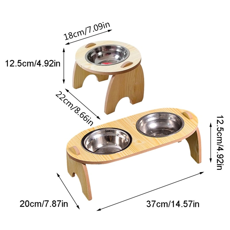 Bamboo Stand Raised Pet Bowl