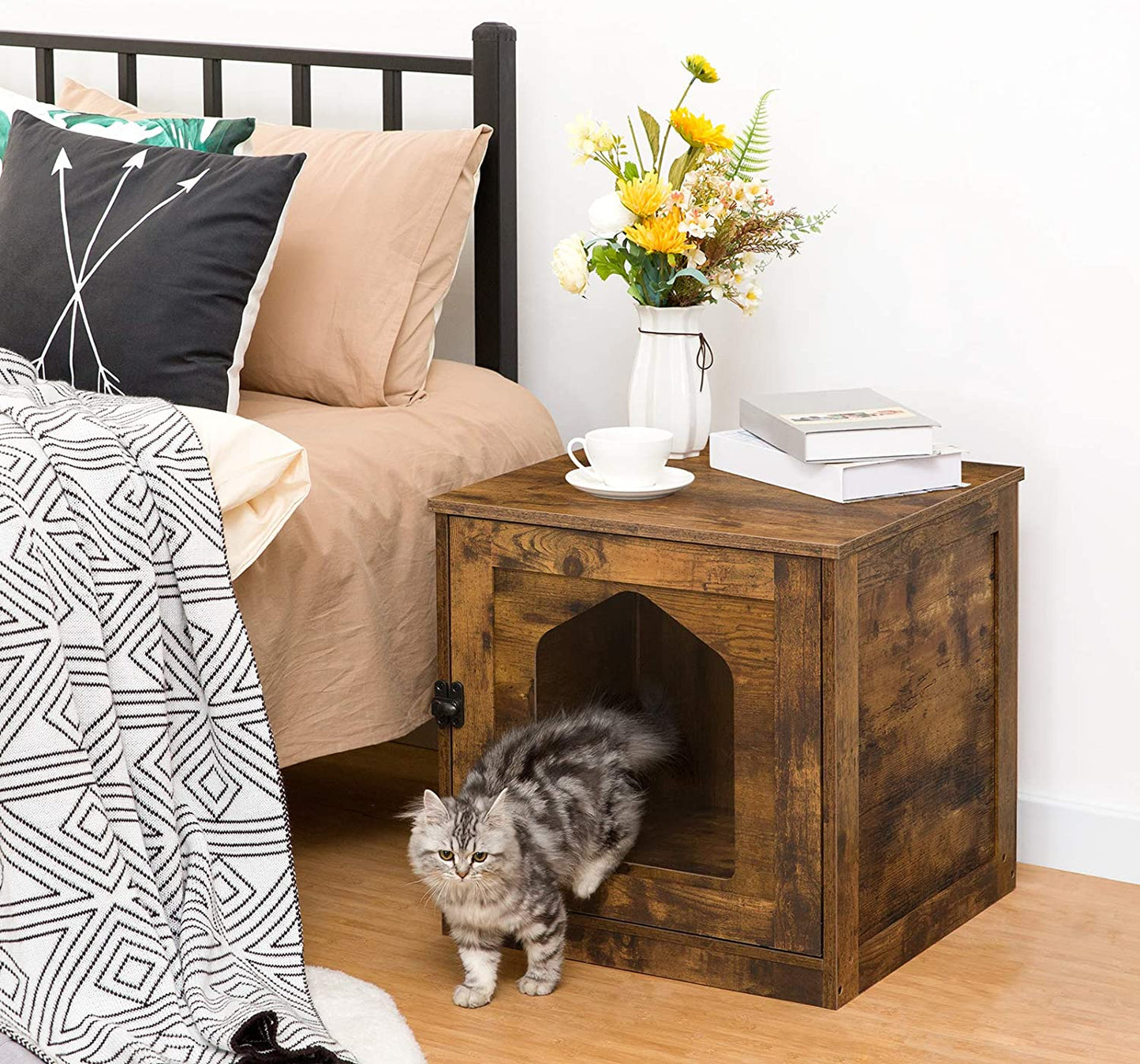 Enlarged Door Cat Litter Box Cabinet