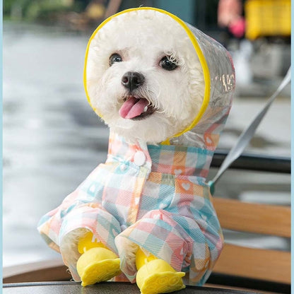 Cute Love Plaid Dog Raincoat