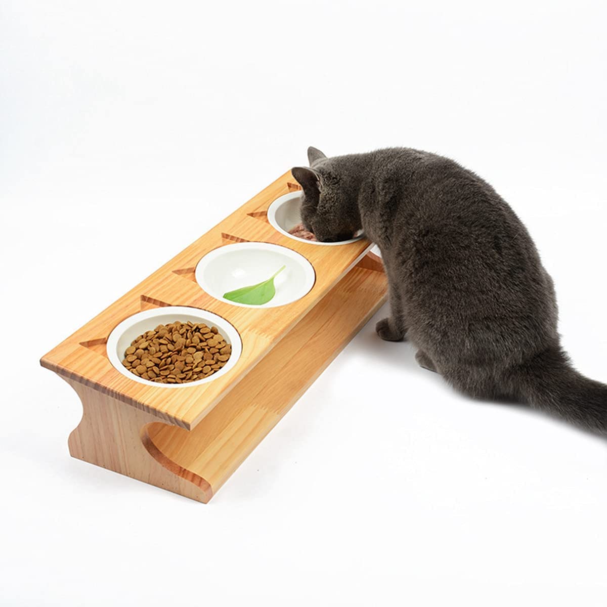 Premium Solid Bamboo Stand Pet Bowls