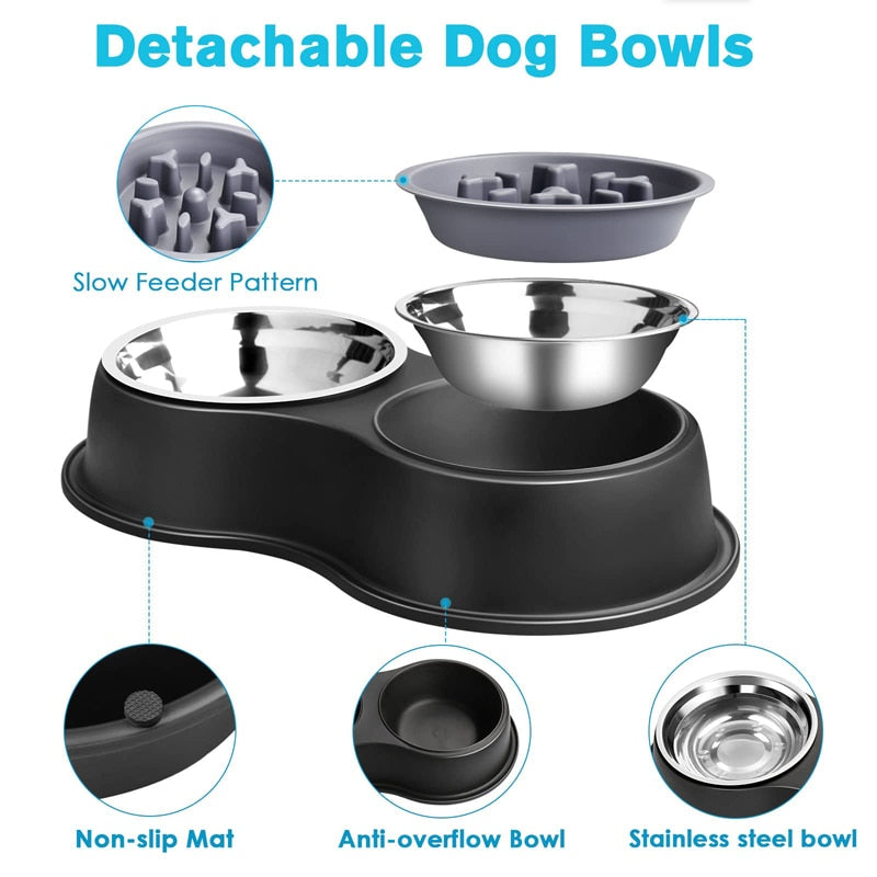 4 Skid Proof Stainless Steel Dog Bowl