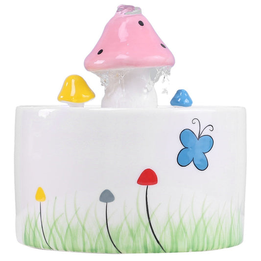 1.6L Ceramic Mushroom Cat Water Fountain