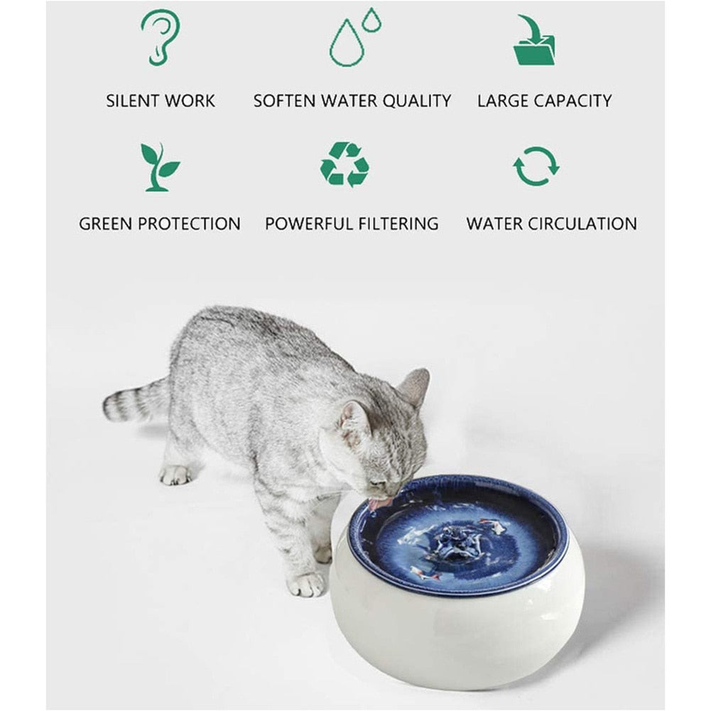 Fine Craftsmanship Ceramic Cat Fountain