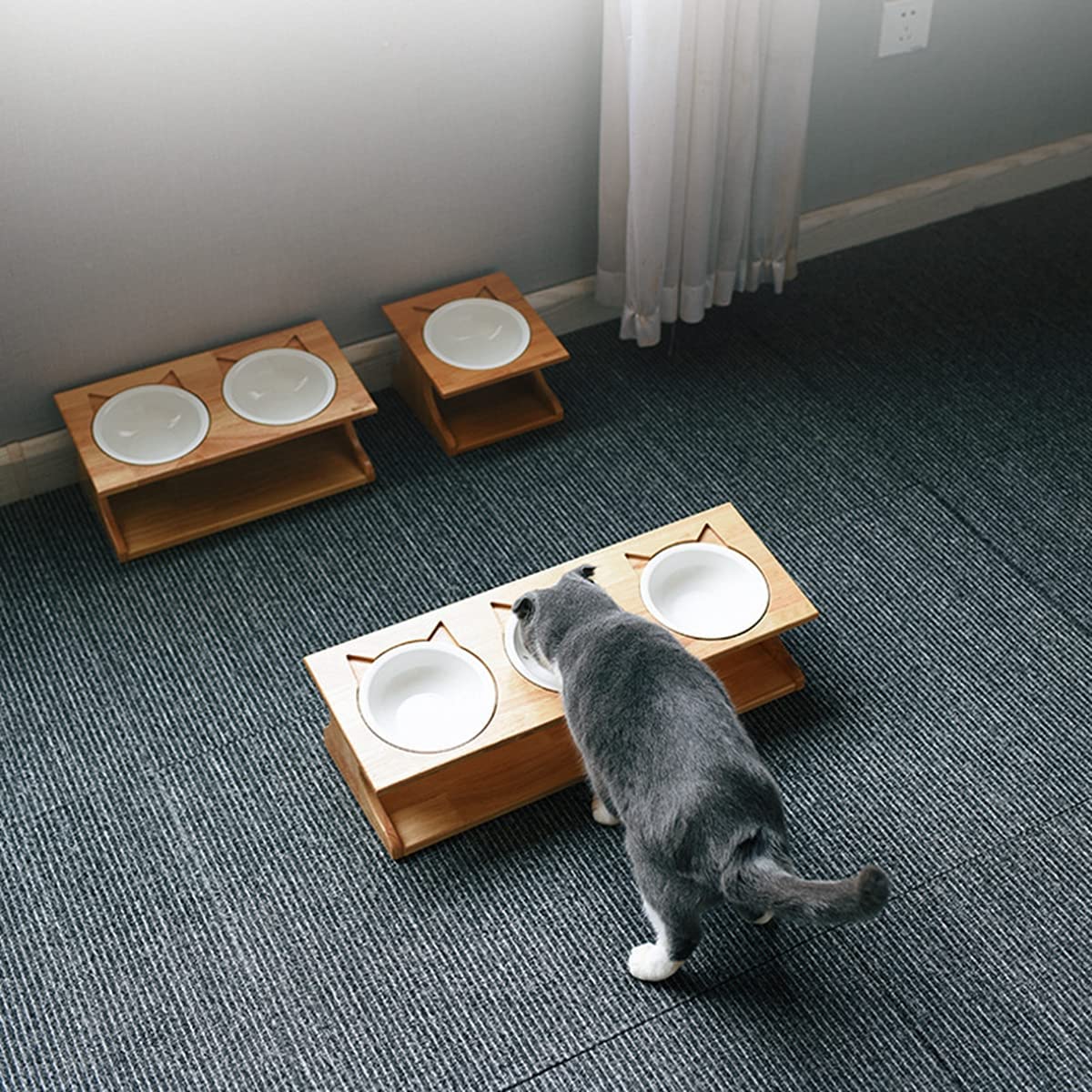 Premium Solid Bamboo Stand Pet Bowls