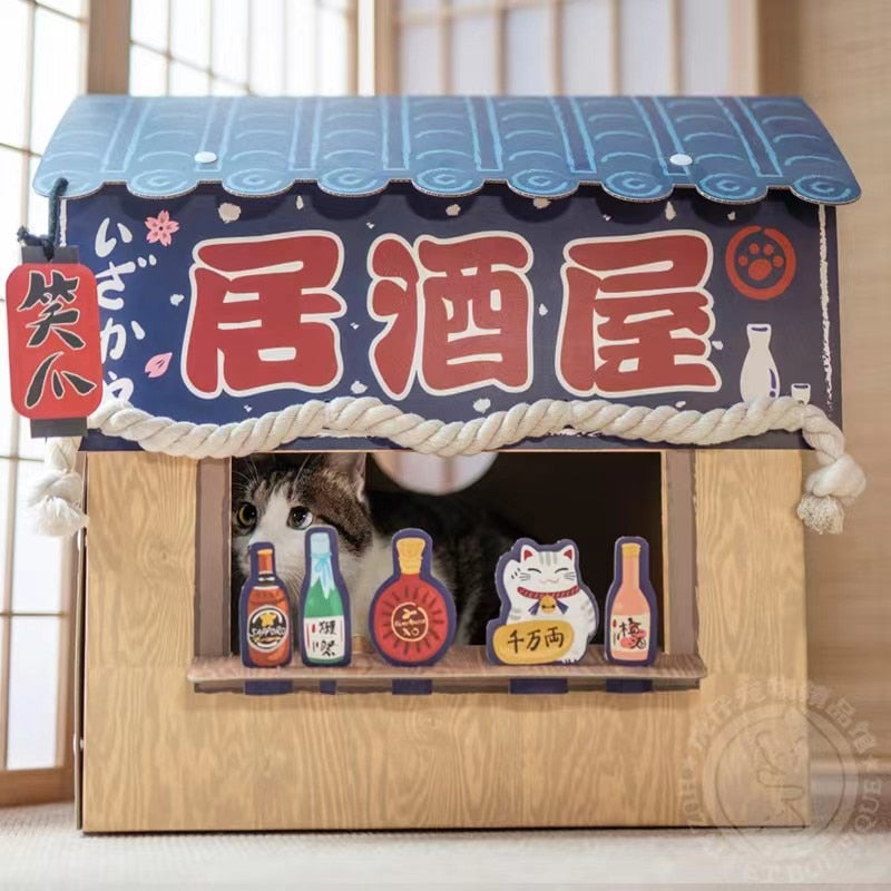 2 In 1 Cute Scratching Cat House