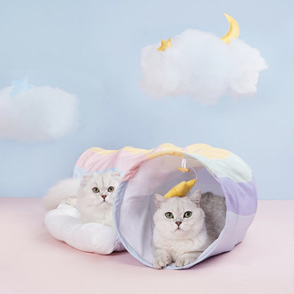 2 In 1 Rainbow Cat Tunnel Bed